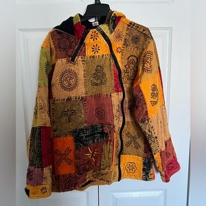 Vintage hoodie/coat. 100% cotton, made in Nepal. Size L.